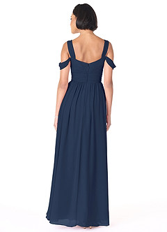 Azazie Lianne Bridesmaid Dresses Dark Navy A-Line Off the Shoulder Chiffon Dress image4