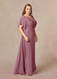 Azazie Faviola Mother of the Bride Dresses Vintage Mauve A-Line Boatneck sequins Chiffon Dress image10