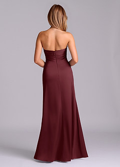 Azazie Sabrine Vente Finale Robe Trapèze en Satin extensible Encolure en Forme de Cœur Cabernet image2