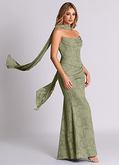 Azazie Sorrel Bridesmaid Dresses Pistachio Mermaid Corset Floral Burnout Convertible Dress image4