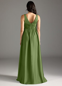 Azazie Yetta Maternity Bridesmaid Dresses A-Line Pleated Stretch Satin Floor-Length Dress image7