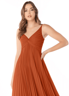 Azazie Raychelle Bridesmaid Dresses Burnt Orange A-Line V-Neck Chiffon Dress image5