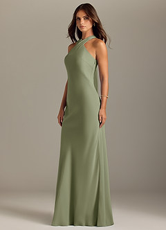 Azazie Doretta Bridesmaid Dresses Pistachio Mermaid Pleated Chiffon Dress image4