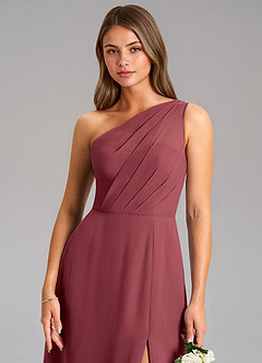 Azazie Phaedra Brautjungfernkleider A-Linie One-Shoulder Chiffon Kleid Merlot image8
