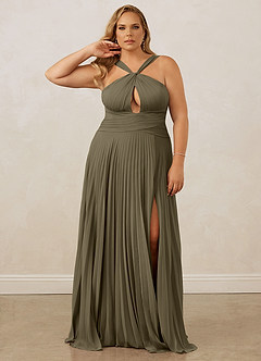 Christian Siriano Bridal for Azazie 1009 Bridesmaid Dresses Willow Green A-Line Pleated Chiffon Dress image11
