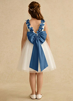 Azazie Lona Abiti da Ragazza di Fiori Abito A-Line in Raso Opaco Fiocco Avorio Crepuscolo image2