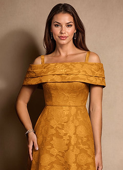 Azazie New Britain Kleider für die Brautmutter A-Linie Plissee Blumen-Burnout Kleid Butterscotch image6