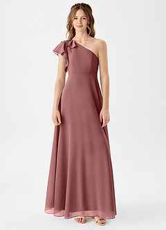 Azazie Arabella Junior Klä av A-Line i Chiffong Rynkad image3