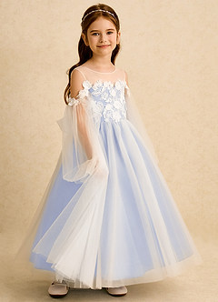 Azazie Zimi Flower Girl Dresses Lavender Ball-Gown Sweetheart Neckline Tulle Dress image6