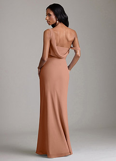 Azazie Madelyn Robes de demoiselle d'honneur Robe Sirène Convertible en Mousseline de soie Asymétrique Bronze image2