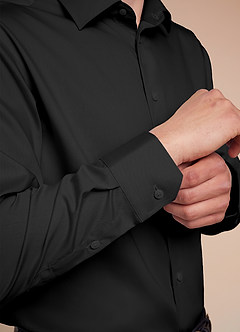 front Jermyn Noir Chemise habillée 100 % coton, infroissable