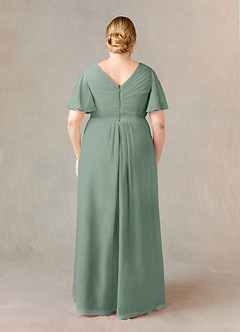 Azazie Morning Glory Klänningar till brudens mor Klä A-Line i Chiffong V-ringad rynkad Silversalvia image6