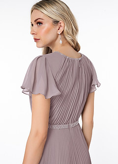 Azazie Kara Modest Bridesmaid Dresses A-Line Pleated Chiffon Floor-Length Dress image6