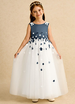 Azazie Eleni Flower Girl Dresses Ivory Neptune Ball-Gown Bow Tulle Dress image4