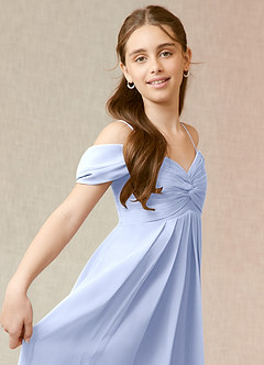 Azazie Kaitlynn Junior Ice A-Line Off the Shoulder Chiffon Dress image6