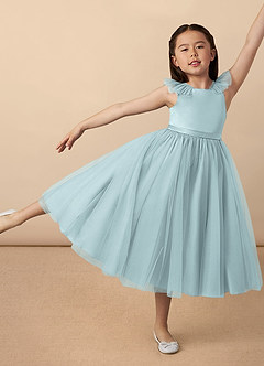 Azazie Dolly Final Sale Mist A-Line Bow Tulle Dress image1