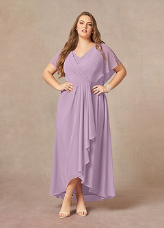 Azazie Eliza Mother of the Bride Dresses Wisteria A-Line V-Neck Pleated Chiffon Dress image1