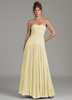 Azazie Yuliana Bridesmaid Dresses Lemon Sorbet A-Line Strapless Chiffon Dress image1