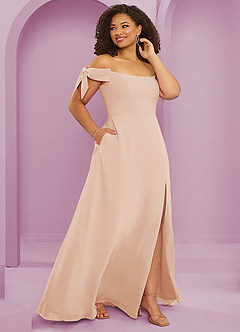 Barbie ♥ Azazie Bridesmaid Dresses English Rose A-Line Off the Shoulder Chiffon Convertible Dress image12