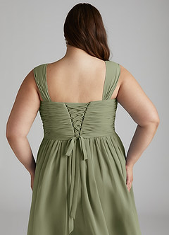 Azazie Angie Robes de demoiselle d'honneur Robe Trapèze en Mousseline de soie Corset Pistache image15