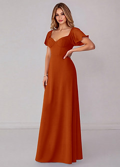 Azazie Fatima Bridesmaid Dresses Paprika A-Line with Pockets Chiffon Dress image4