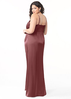 Azazie Maci Bridesmaid Dresses Amethyst A-Line V-Neck Pleated Stretch Satin Dress image8