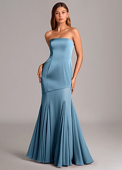 Azazie Uma Bridesmaid Dresses Steel Blue Mermaid Strapless Chiffon Convertible Dress image1
