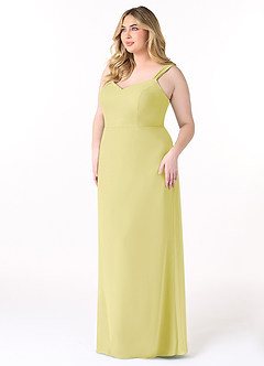 Azazie Denice Robes de demoiselle d'honneur Robe Fourreau en Mousseline de soie Plissé Sorbet Citron image11