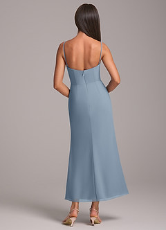Azazie Saige Bridesmaid Dresses Dusty Blue Sheath Off the Shoulder Chiffon Convertible Dress image8