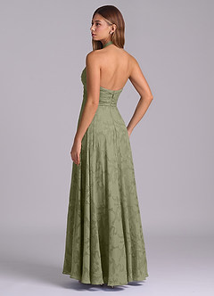 Azazie Tessie Bridesmaid Dresses Pistachio A-Line Pleated Floral Burnout Dress image6