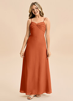 Azazie Jordyn Junior Burnt Orange A-Line Sweetheart Neckline Chiffon Dress image4