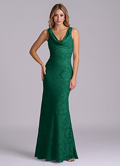 Azazie Rylina Kleider zum Anprobieren zu Hause Meerjungfrau-Linie Blumen-Burnout Kleid Smaragd image1