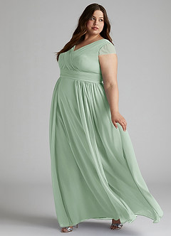 Azazie Organa Brautjungfernkleider A-Linie Plissee Chiffon Kleid Agave image9