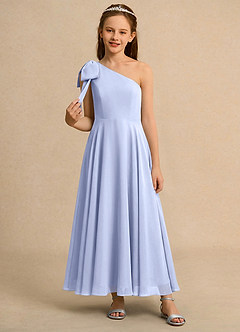 Azazie Guppy Junior Formal vestidos de niña de las flores Vestido de Hielo de Gasa de Corte En A con Hombro unilateral image3