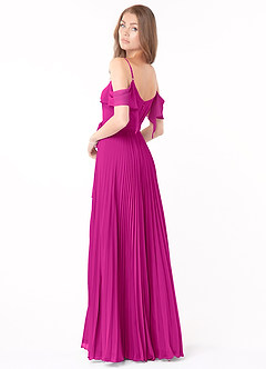 Azazie Lyney Brautjungfernkleider A-Linie Schulterfrei Chiffon Kleid Fuchsia image4