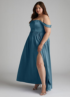 Azazie Morana Final Sale Bermuda A-Line Off the Shoulder Stretch Satin Convertible Dress image13