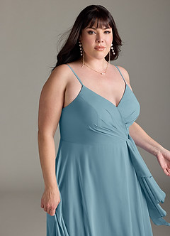 Azazie Akita Bridesmaid Dresses Moody Blue A-Line Chiffon Dress image10