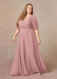 Azazie Bronwyn Mother of the Bride Dresses Dusty Rose A-Line V-Neck Ruched Chiffon Dress image8