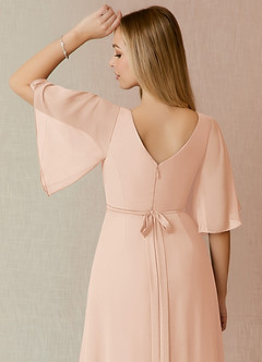 Azazie Cierra Bridesmaid Dresses English Rose A-Line V-Neck Chiffon Dress image16