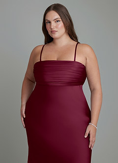 Azazie Saylor Bridesmaid Dresses Mulberry Mermaid Strapless Stretch Satin Dress image17