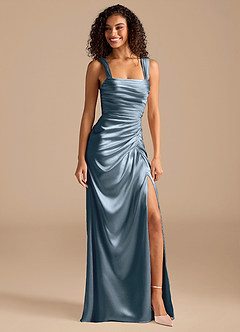 Azazie Jesaphine Bridesmaid Dresses Twilight Sheath Bow Metallic Satin Dress image1