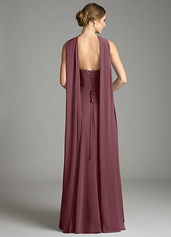 Azazie Ayla Abiti da Damigella Abito A-Line in Chiffon Scollo a Cuore Sangria image11