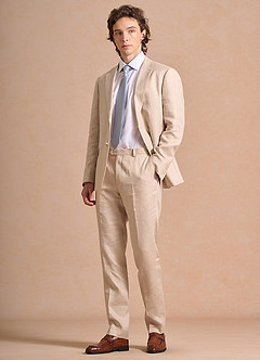 front Harrison Tan 100% Linen Suit