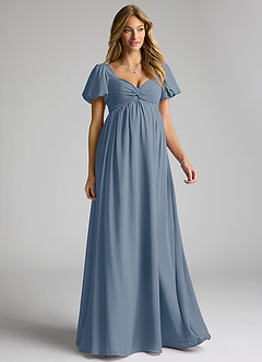 Azazie Madisynn Maternity Bridesmaid Dresses Bow Chiffon Floor-Length Dress image1