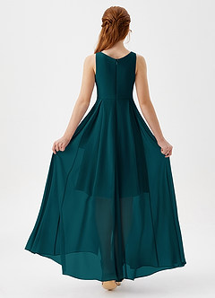 Azazie Lizette Junior Pine A-Line Pleated Chiffon Dress image5