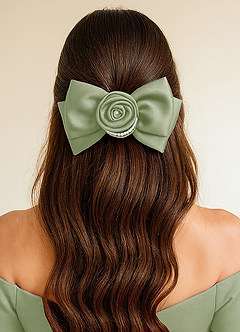 front Lazo de satén elástico color perlado a juego