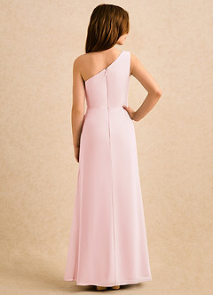Azazie Sophie Girls Formal Flower Girl Dresses Blushing Pink Sheath One Shoulder Chiffon Dress image3