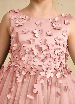 Azazie Lana vestidos de niña de las flores Vestido de Rosetón de Satin Mate de Corte En A con Sin mangas image6