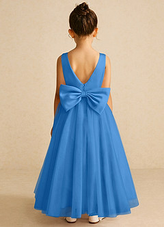 Azazie Pumpkin Flower Girl Dresses Blue Jay A-Line Convertible Tulle Dress image6