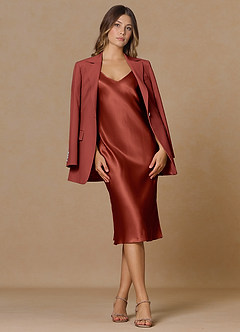 front Rowan Terracotta Refined Weave Performance blazer